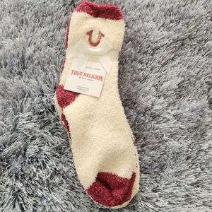 True Religion 3 Pair Multicolor Logo Fuzzy Slipper Socks